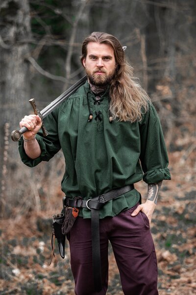Camicia medievale Georg, verde - Celtic Webmerchant