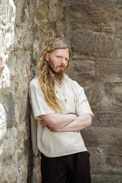 Chemise médiévale avec manches courtes, naturel - Celtic Webmerchant