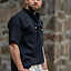 Medieval shirt with short sleeves, black - Celtic Webmerchant