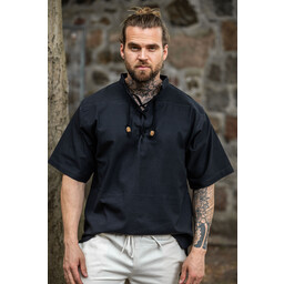 Medieval shirt with short sleeves, black - Celtic Webmerchant