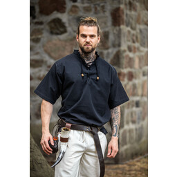 Medieval shirt with short sleeves, black - Celtic Webmerchant
