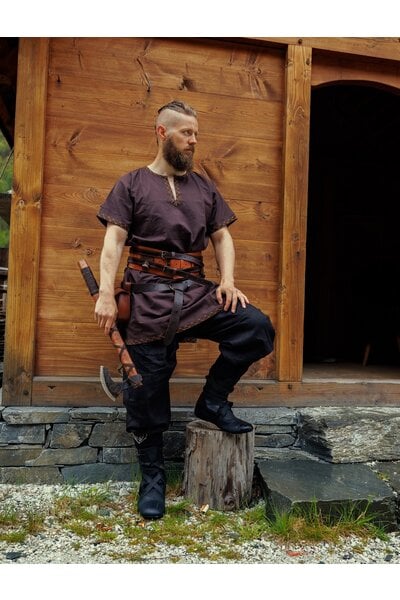 Short Viking tunic Harbard, brown - Celtic Webmerchant