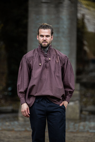 Pirate shirt with collar, brown - Celtic Webmerchant