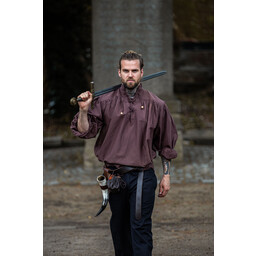 Piratskjorta med krage, brun - Celtic Webmerchant