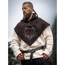 Skjoldehamm Hood Halfdan con Wolf, Brown - Celtic Webmerchant