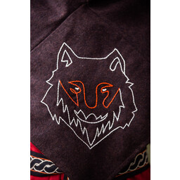 Skjoldehamm Hood Halfdan con Wolf, Brown - Celtic Webmerchant