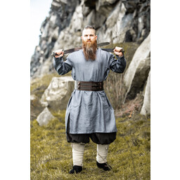 Túnica vikinga de lino halvar, gris azul - Celtic Webmerchant