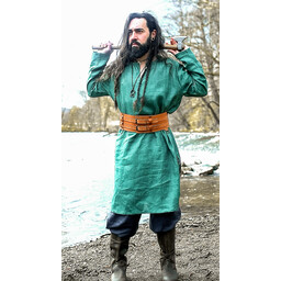 Viking tunic linen Halvar, green - Celtic Webmerchant