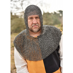 Coif mit eckigem Ausschnitt, Rundringe - Rundnieten, 8 mm - Celtic Webmerchant