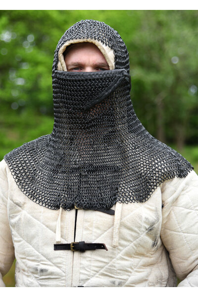 Coif with triangular visor, blackened, 8 mm - Celtic Webmerchant