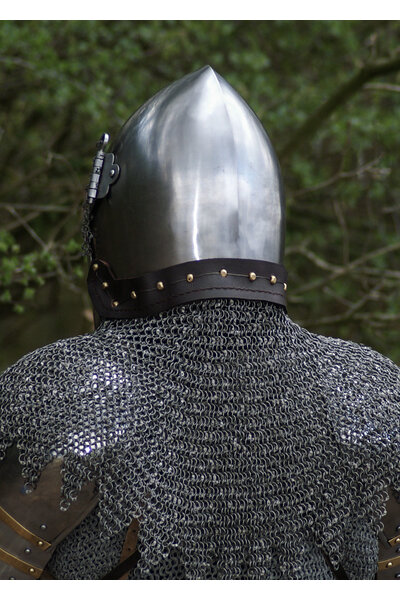 Kettenhemd Helmbrünne, Flachringe - Rundnieten, 8 mm - Celtic Webmerchant