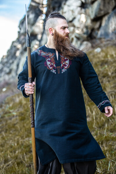 Viking tuniek Snorri, zwart-rood - Celtic Webmerchant