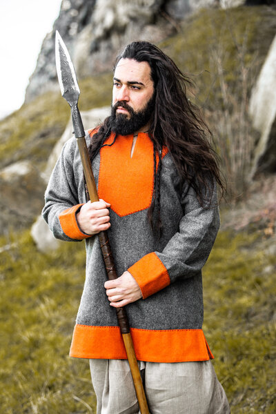 Wikinger -Tunika Roland, Grau, Wolle - Celtic Webmerchant