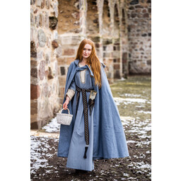 Medieval Cloak Mila, wełna, niebieska - Celtic Webmerchant
