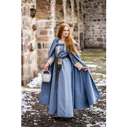 Medieval Cloak Mila, wełna, niebieska - Celtic Webmerchant