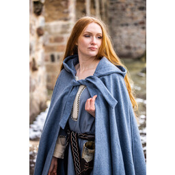 Medieval Cloak Mila, wełna, niebieska - Celtic Webmerchant