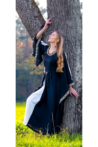 Noble broderad klänning Loretta, svart - Celtic Webmerchant