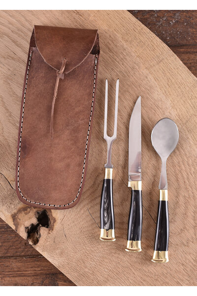 Horn cutlery set with pouch, stainless steel - Celtic Webmerchant