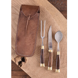 Wooden cutlery set with pouch, stainless steel - Celtic Webmerchant