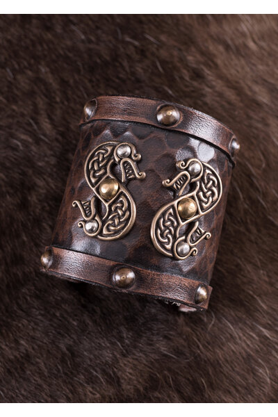 Leren Vikingarmband met draken - Celtic Webmerchant