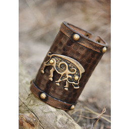 Leather warrior bracelet Celtic boar Knocknagael, per piece - Celtic Webmerchant