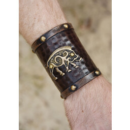 Læder krigerarmbånd Celtic orne Knocknagael, pr. stk - Celtic Webmerchant