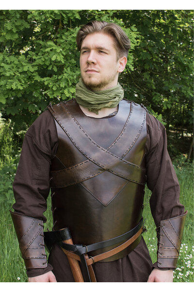 Leder Torso Rüstung mit Kreuz, braun - Celtic Webmerchant