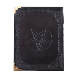 Livre noir en cuir avec Pentagram, env. 23 x 18 cm - Celtic Webmerchant