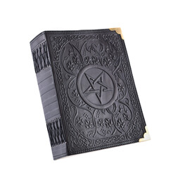 Livre noir en cuir avec Pentagram, env. 23 x 18 cm - Celtic Webmerchant