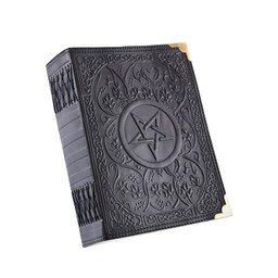 Negro libro de cuero con Pentagram, aprox. 23 x 18 cm - Celtic Webmerchant