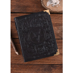 Livre noir en cuir avec Pentagram, env. 23 x 18 cm - Celtic Webmerchant