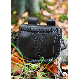 Leather Thor's hammer bag, black - Celtic Webmerchant