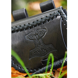 Leather Thor's hammer bag, black - Celtic Webmerchant