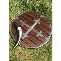 Wooden round shield with cross - Celtic Webmerchant