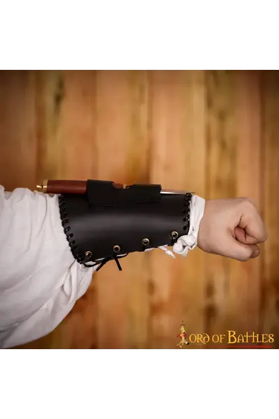Leren bracer met meshouder, zwart - Celtic Webmerchant