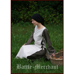 Mittelalterliches Kleid Agnes weiß-olivgrün - Celtic Webmerchant