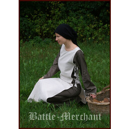Robe médiévale Agnes blanc-vert olive - Celtic Webmerchant