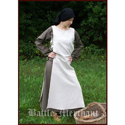 Mittelalterliches Kleid Agnes weiß-olivgrün - Celtic Webmerchant