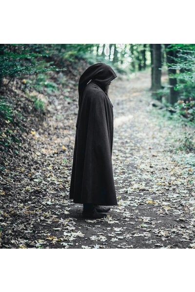 Medieval cloak with hood, black - Celtic Webmerchant