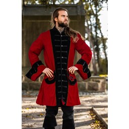 Abrigo pirata terciopelo, negro-rojo - Celtic Webmerchant