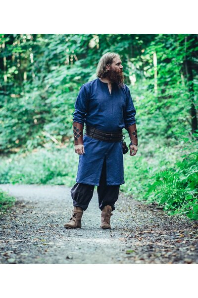 Długa tunika wikingów Hvitserk, niebieska - Celtic Webmerchant