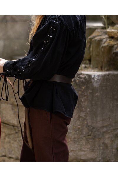 Camisa pirata con cordones, negro - Celtic Webmerchant