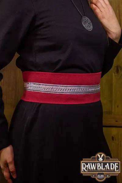 Jeanne stoffen riem - Rood/zilver - Celtic Webmerchant