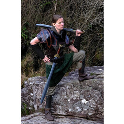 Læder skulder & nakke rustning, sort-brun - Celtic Webmerchant