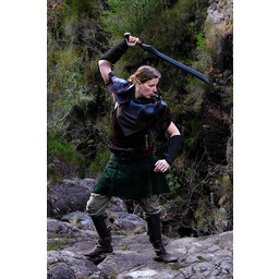 Læder skulder & nakke rustning, sort-brun - Celtic Webmerchant