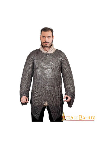 Hauberk met split, platte ringen, ronde klinknagels 9 mm - Celtic Webmerchant