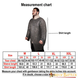 Hauberk met split, platte ringen, ronde klinknagels 9 mm - Celtic Webmerchant