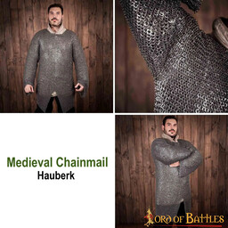 Hauberk mit Schlitz, flache Ringe, runde Nieten 9 mm - Celtic Webmerchant