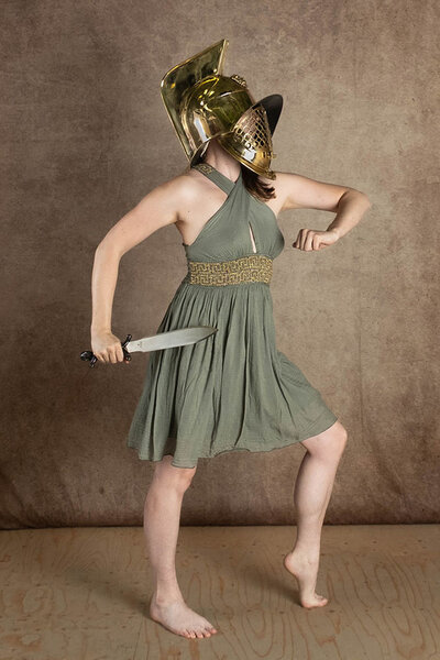 Godinnen Jurk Persephone kort, natuurgroen - Celtic Webmerchant