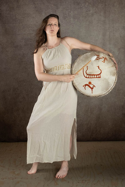 Vestido de diosa Circe, color crema - Celtic Webmerchant